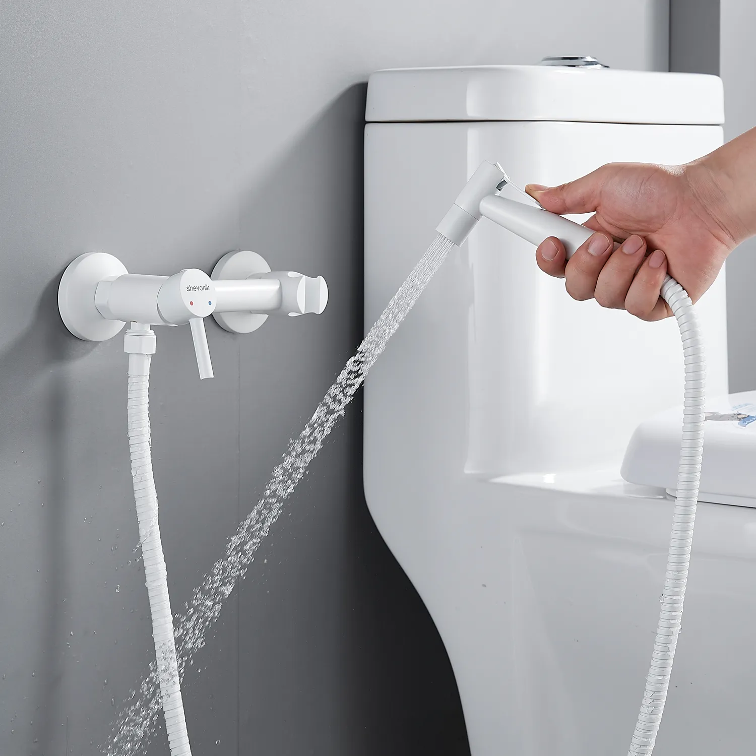 Гигиенический душ со смесителем Shevanik S107C, белый