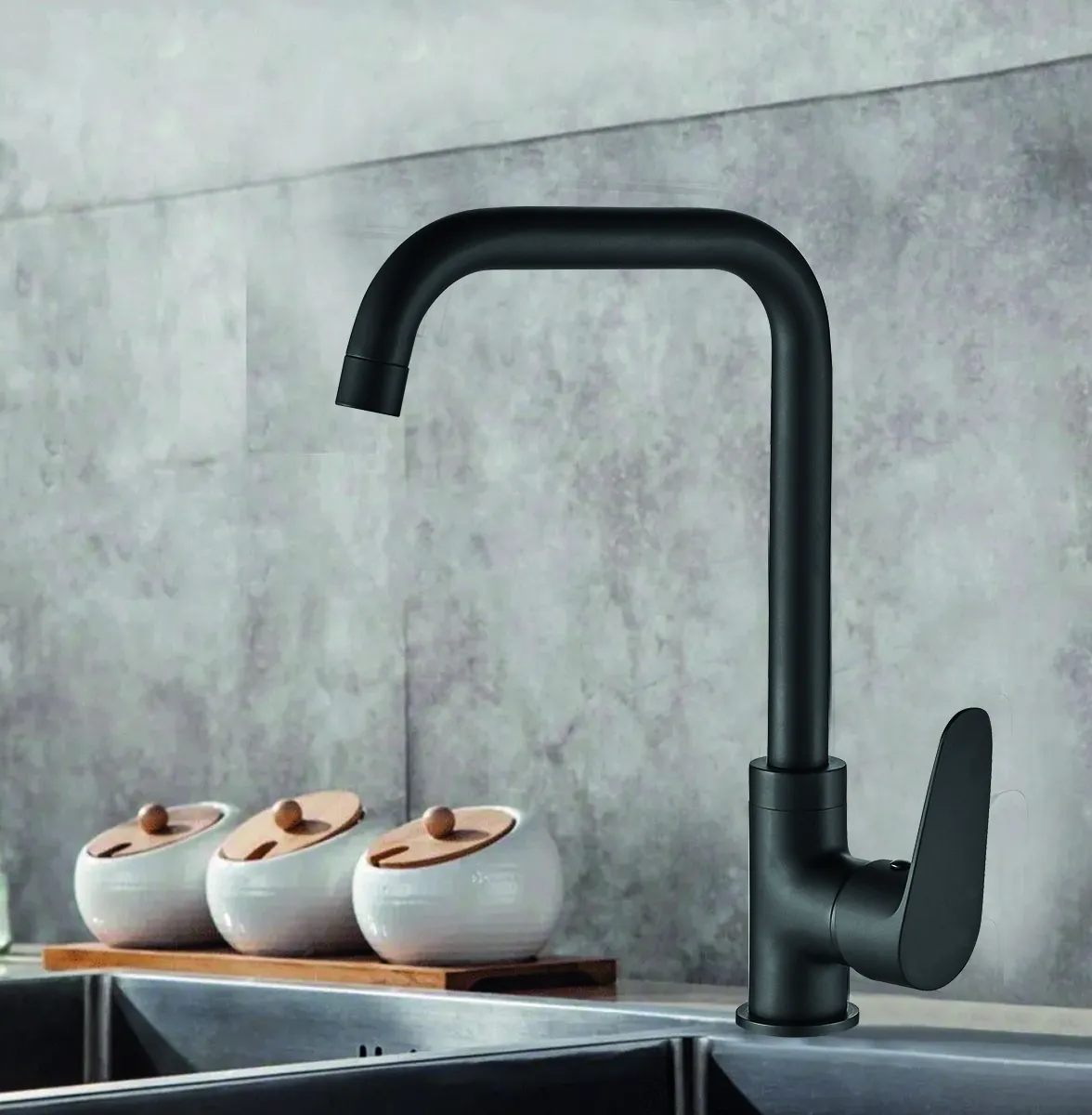 Смеситель для кухни WesnaArt NOVA NOV03-150Black, черный