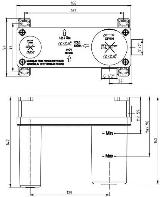 102167613EX-K + 102166601EX NIOBE настенный смеситель для раковины (внешняя часть) + скрытая часть