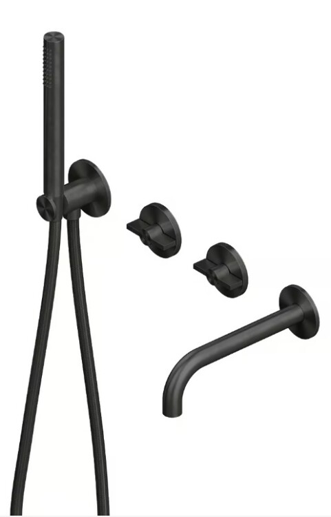 Смеситель для ванны и душа Quadro design Valvola01, на 2 потребителя, золото черное (19 69 ON)