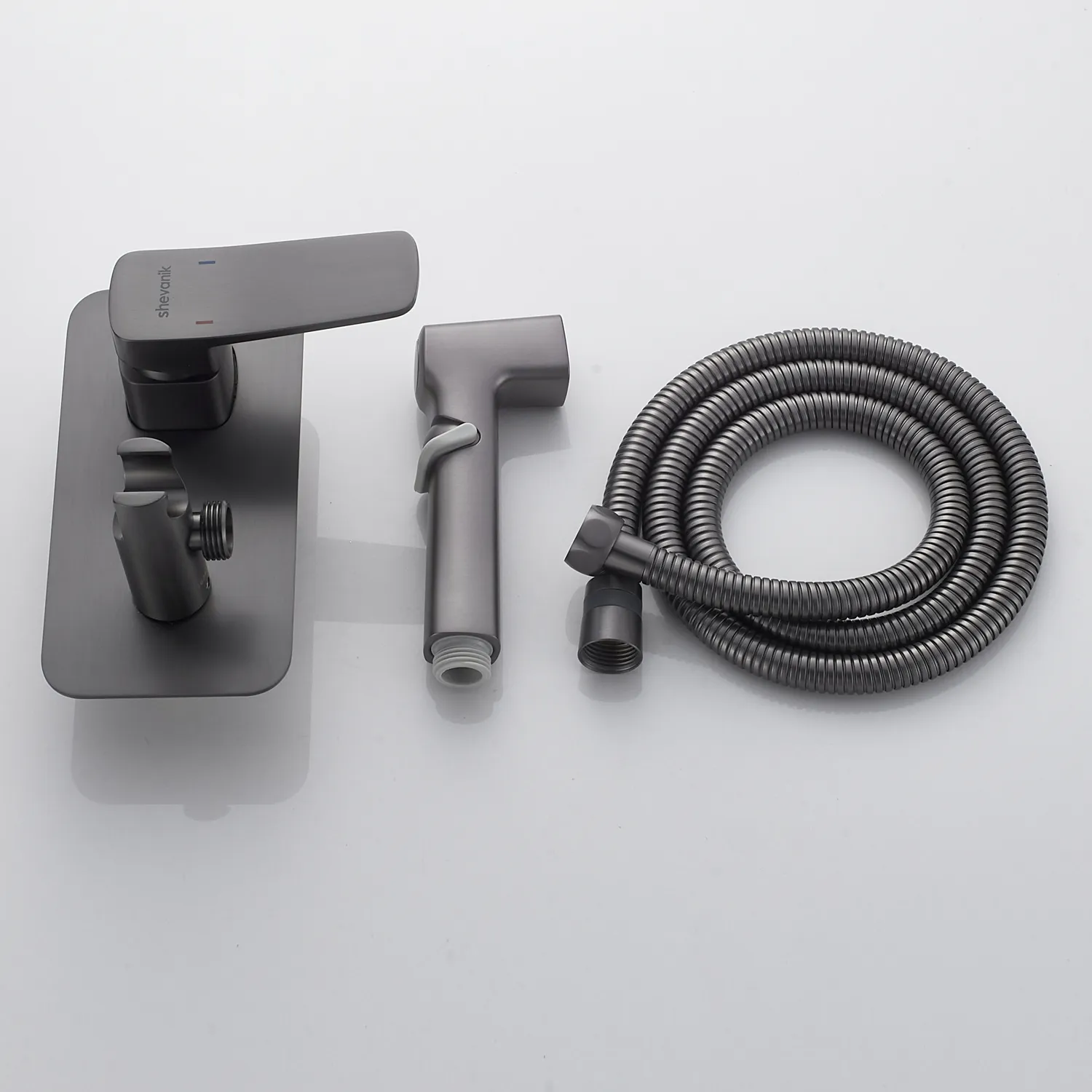 Гигиенический душ со смесителем Shevanik S9905T, оружейная сталь