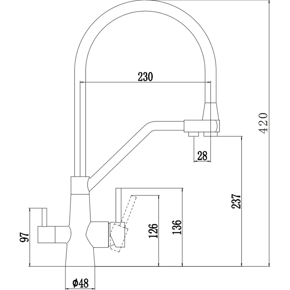 Смеситель для кухни с подключением фильтра ESKO Kitchen K25GMB, оружейная сталь