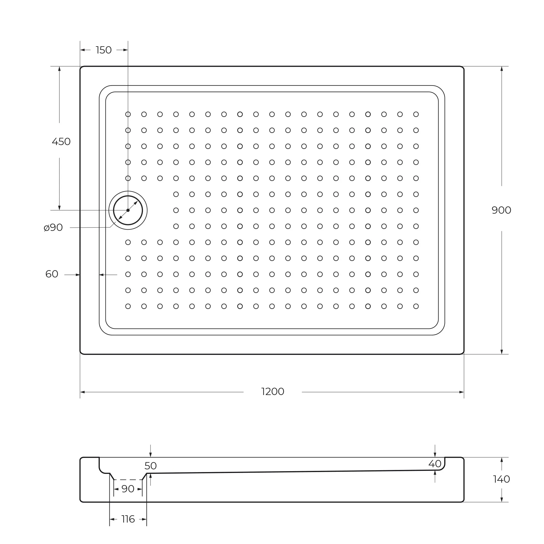 Акриловый поддон Cezares 1200х900 мм, белый (TRAY-A-AH-120/90-15-W0)