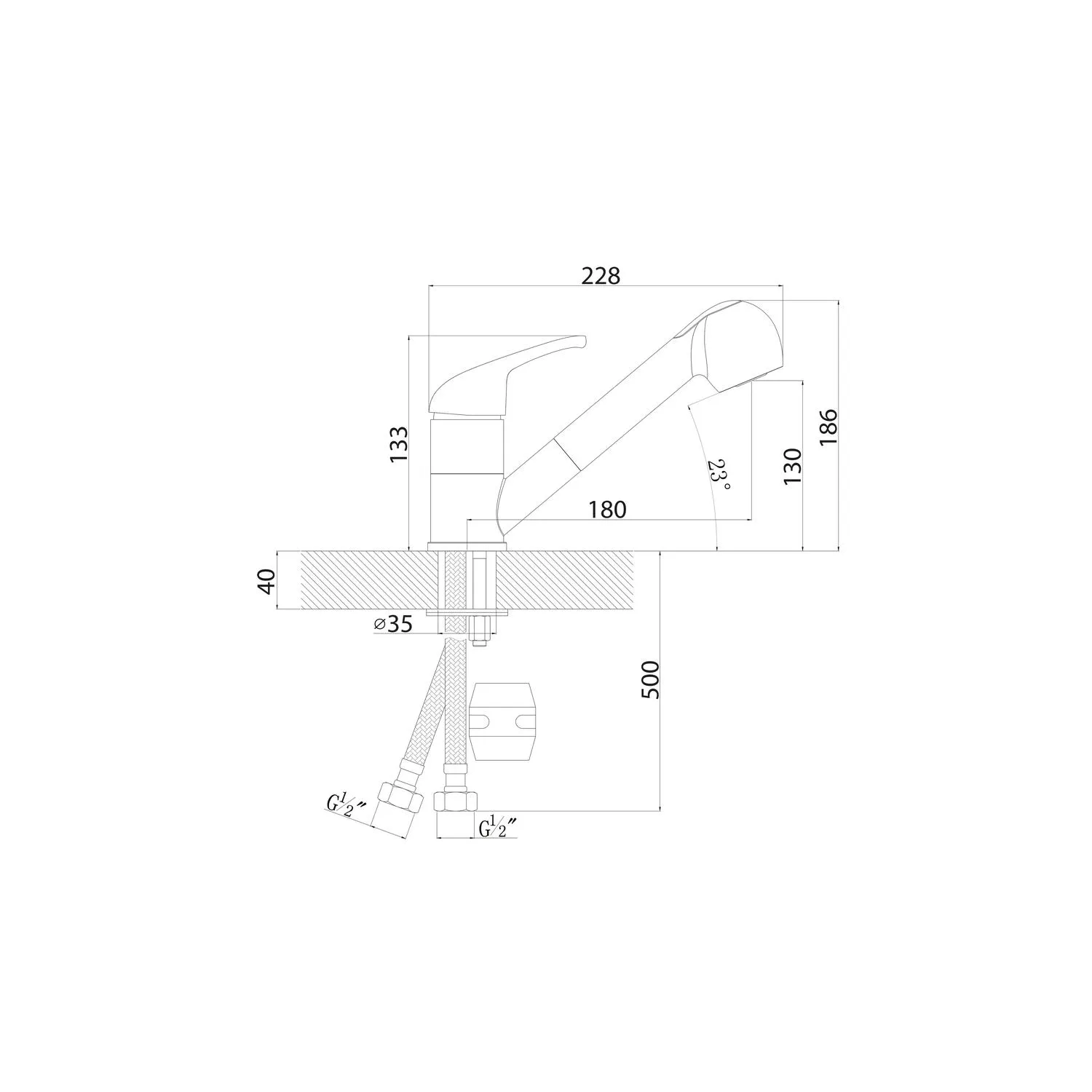 Смеситель для кухни с выдвижным изливом Florentina СИГМА 313.14L.1223.302, антрацит