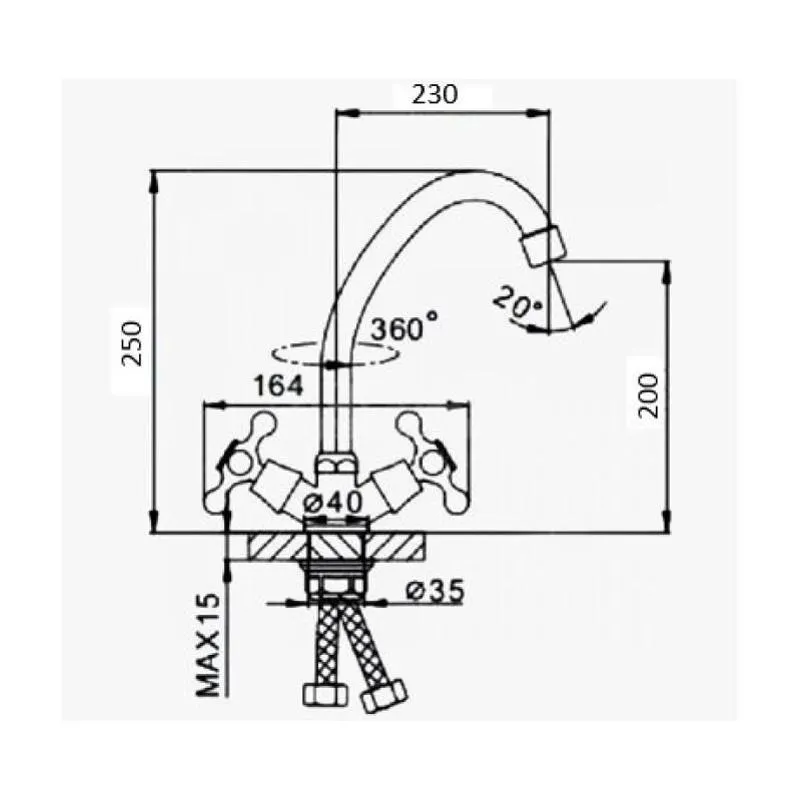 Смеситель для кухни D-Lin D151810-H, хром