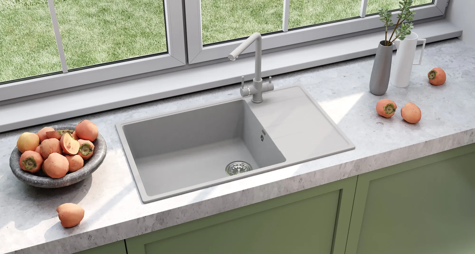 Кухонная мойка Ulgran Quartz Prima 860-04, платина