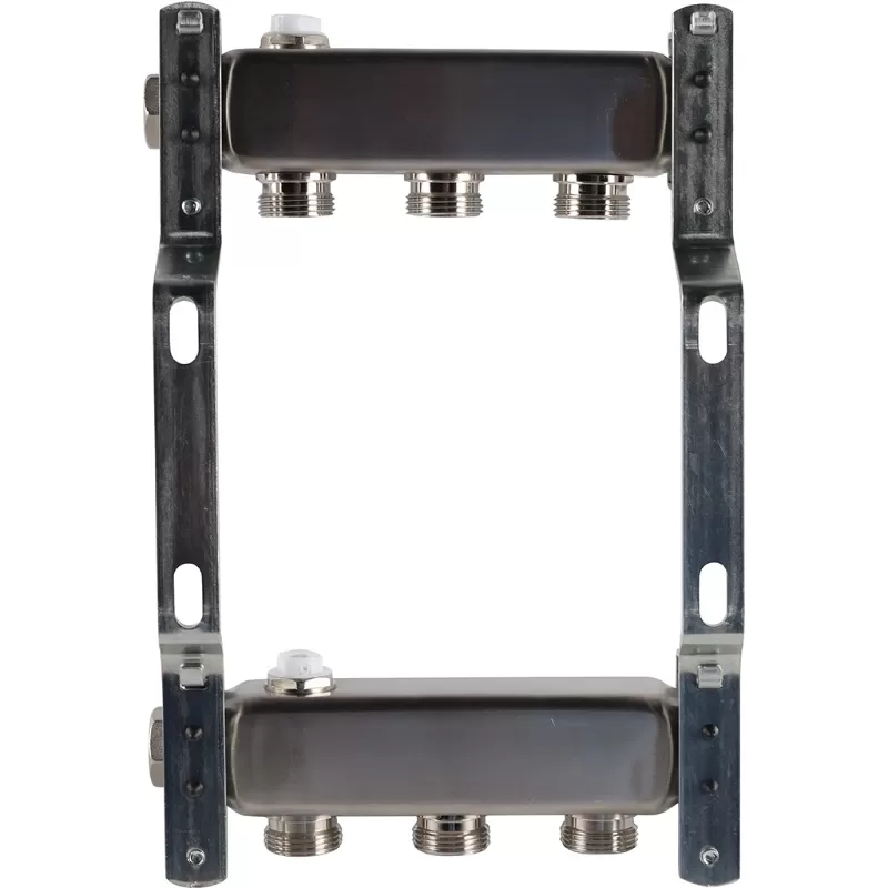Коллектор Rommer 1"x3/4" на 3 контура для радиаторной разводки (нерж. сталь) (RMS-4401-000003)