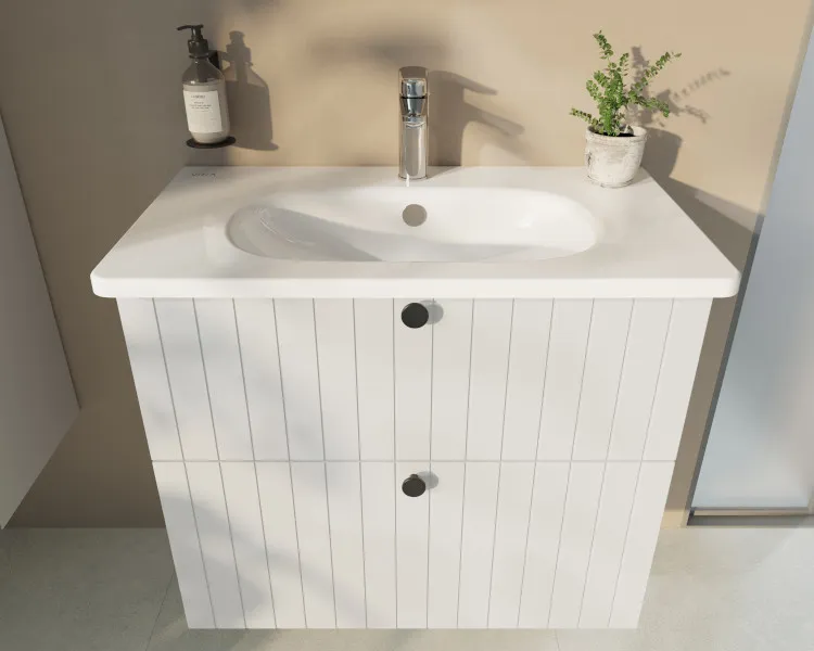 69436 Модуль Vitra Root Groove 80 см с круглой раковиной, 2 ящика, матовый белый