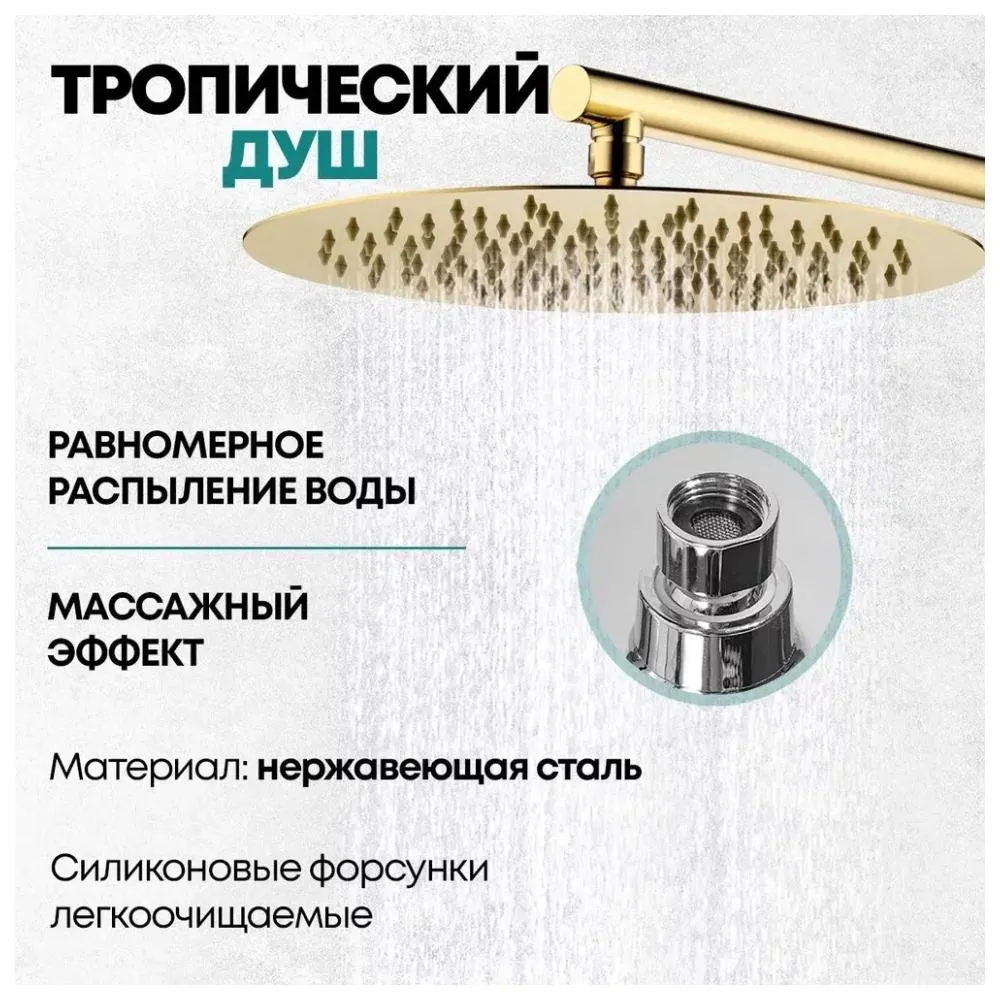 Душевая система встраиваемая (без излива) Grocenberg GB5099GO-3, золото