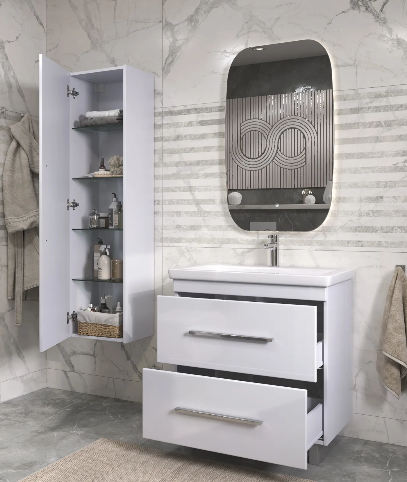 Тумба с раковиной напольная VIGO Land tn.LAN.COM.80.2Y, 80 см