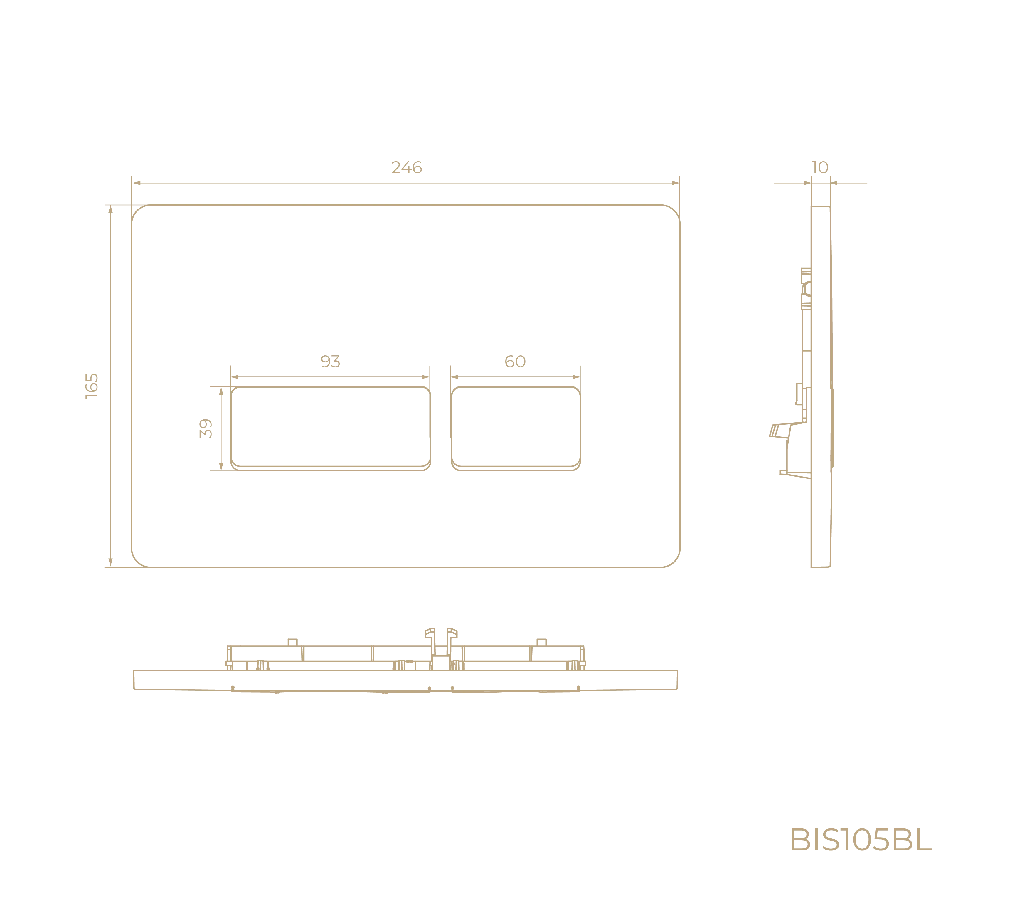 Клавиша смыва Knotlor BIS105BL, черный (серия 1)