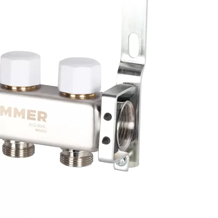Коллектор Rommer 1"x3/4" на 3 контура с запорными клапанами (нерж. сталь) (RMS-3200-000003)