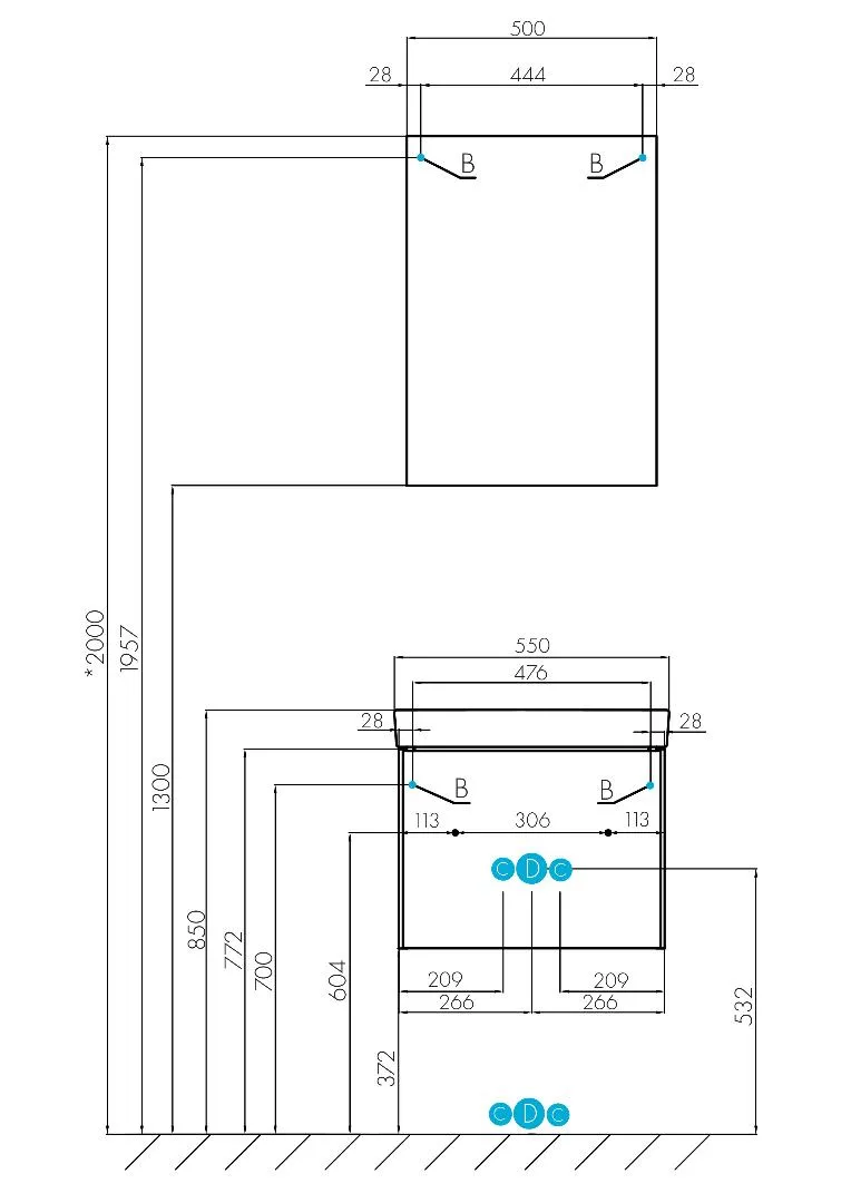 1A2631K0AX2B0 Набор: AQUATON 1A263101AX2B0 Тумба-умывальник Асти 55 Белый матовый/Белый глянец/ 1WH501620 Умывальник Адриана 55