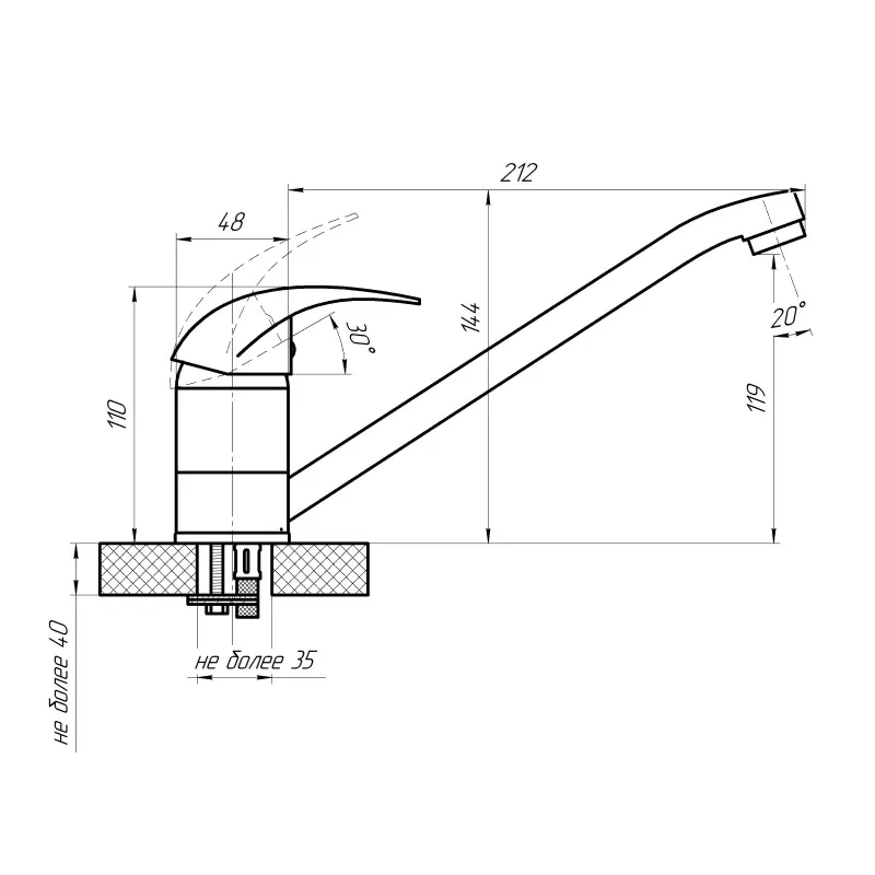 Смеситель для кухни Сантаком stOMEGA 3301-3, хром