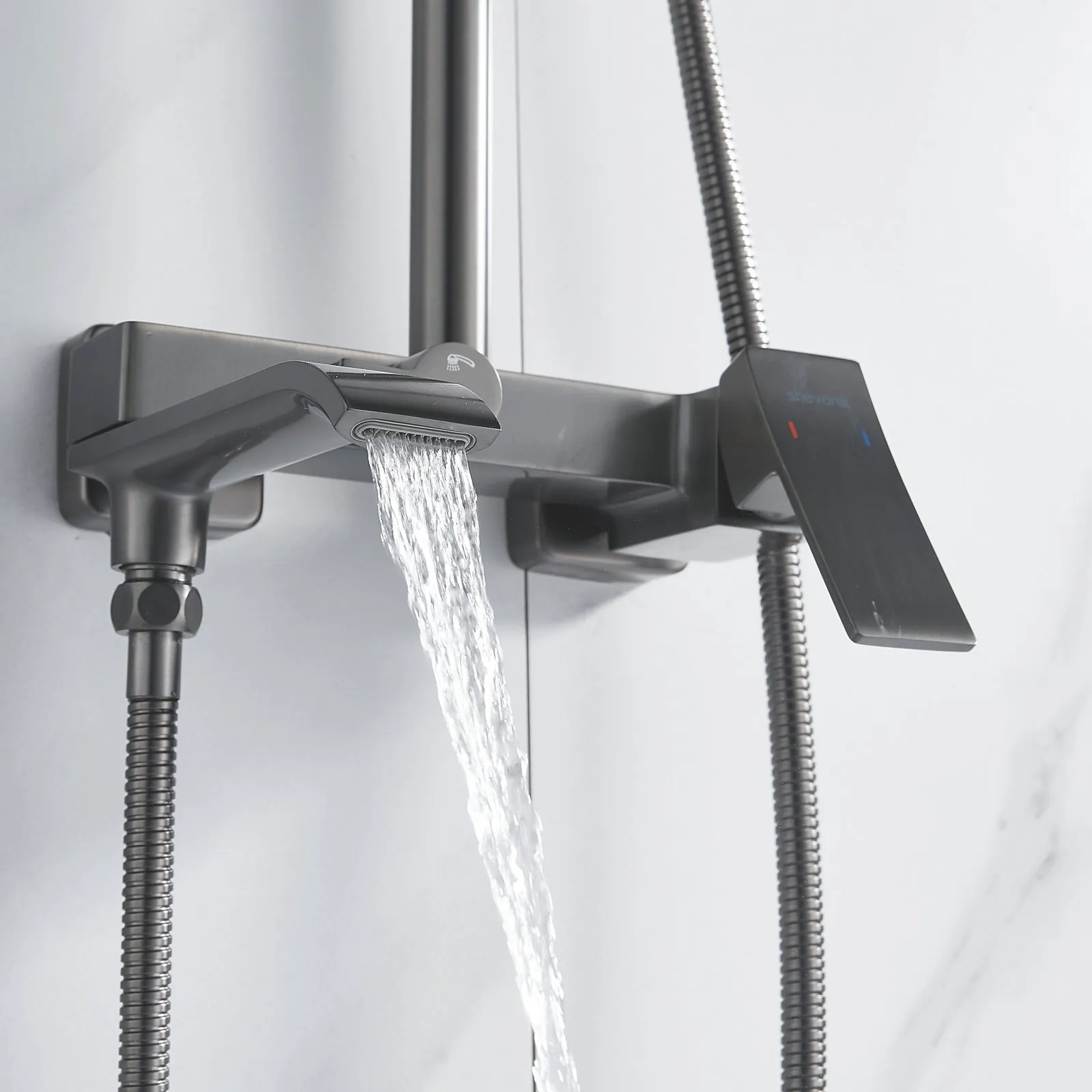 Душевая система Shevanik S4036T, оружейная сталь