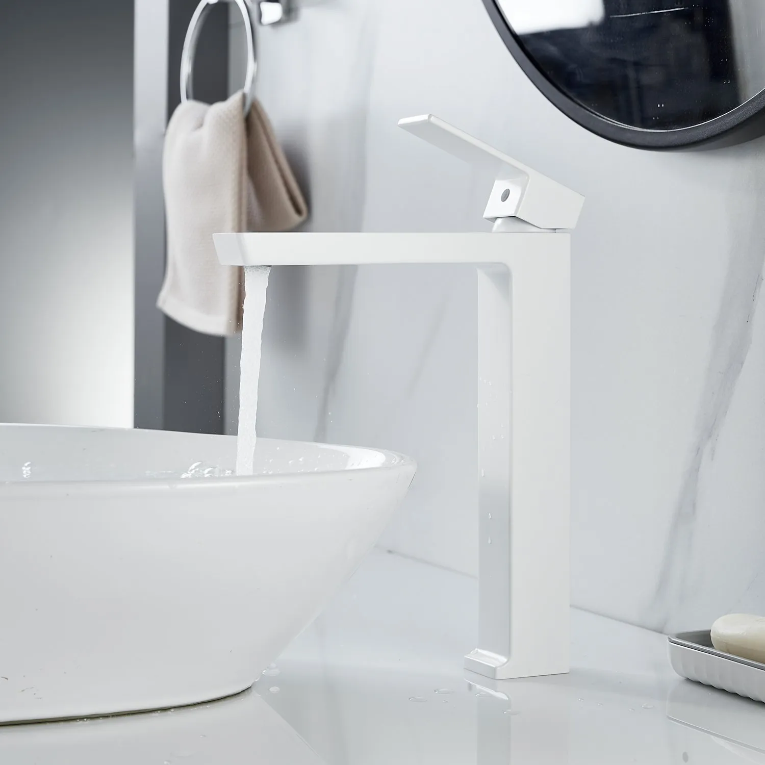 Смеситель для раковины высокий Rose R18C R1811C-1, белый