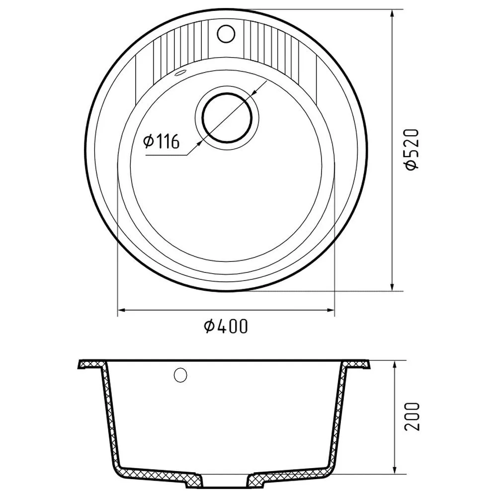 Кухонная мойка GranFest RONDO 520, кашемир