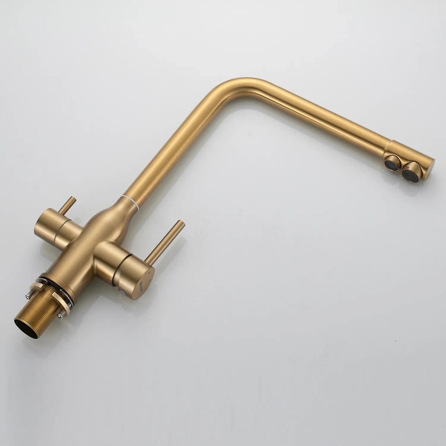 Смеситель для кухни с подключением фильтра Shevanik S248G, золотой сатин