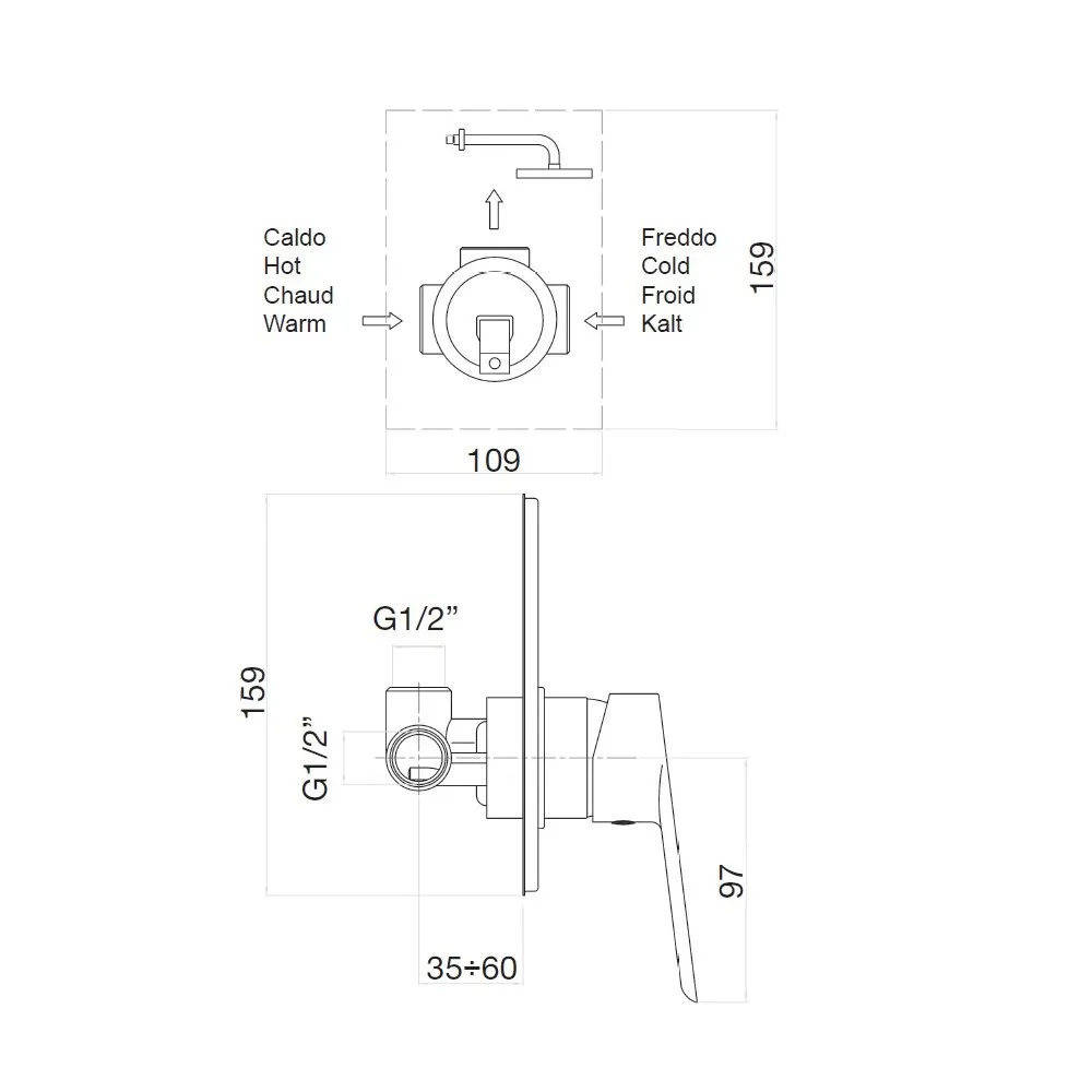 Смеситель для душа встраиваемый Webert Sax Evolution SE880101740, белый