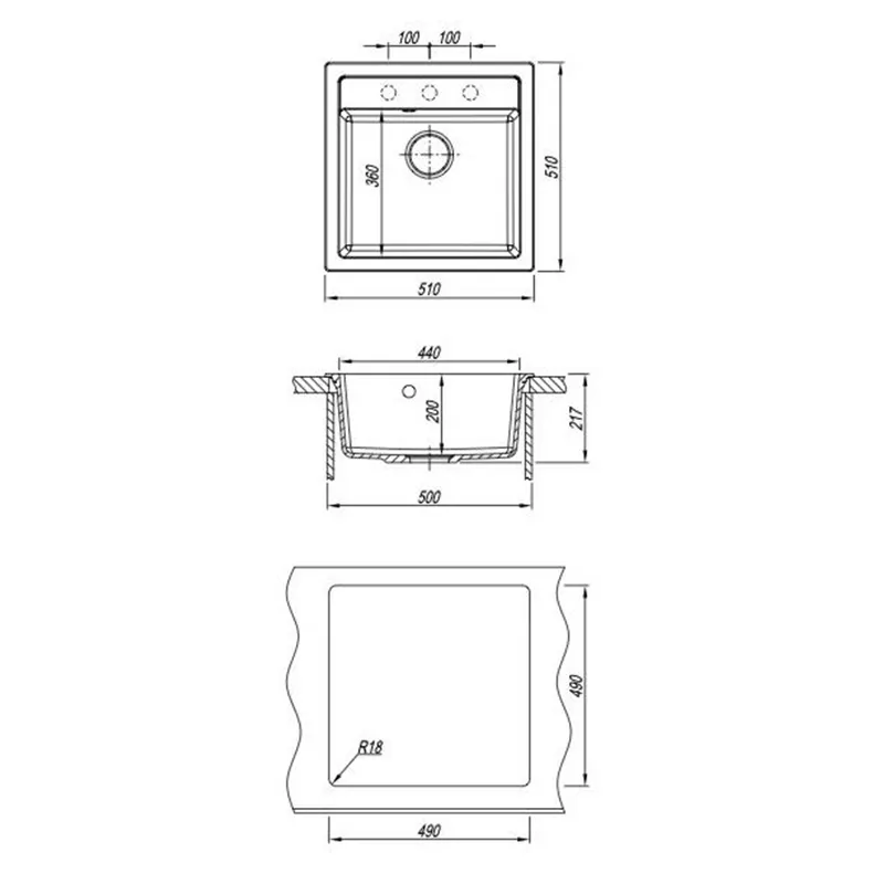 Кухонная мойка Florentina ЛИПСИ 20.450.C0510.302, антрацит