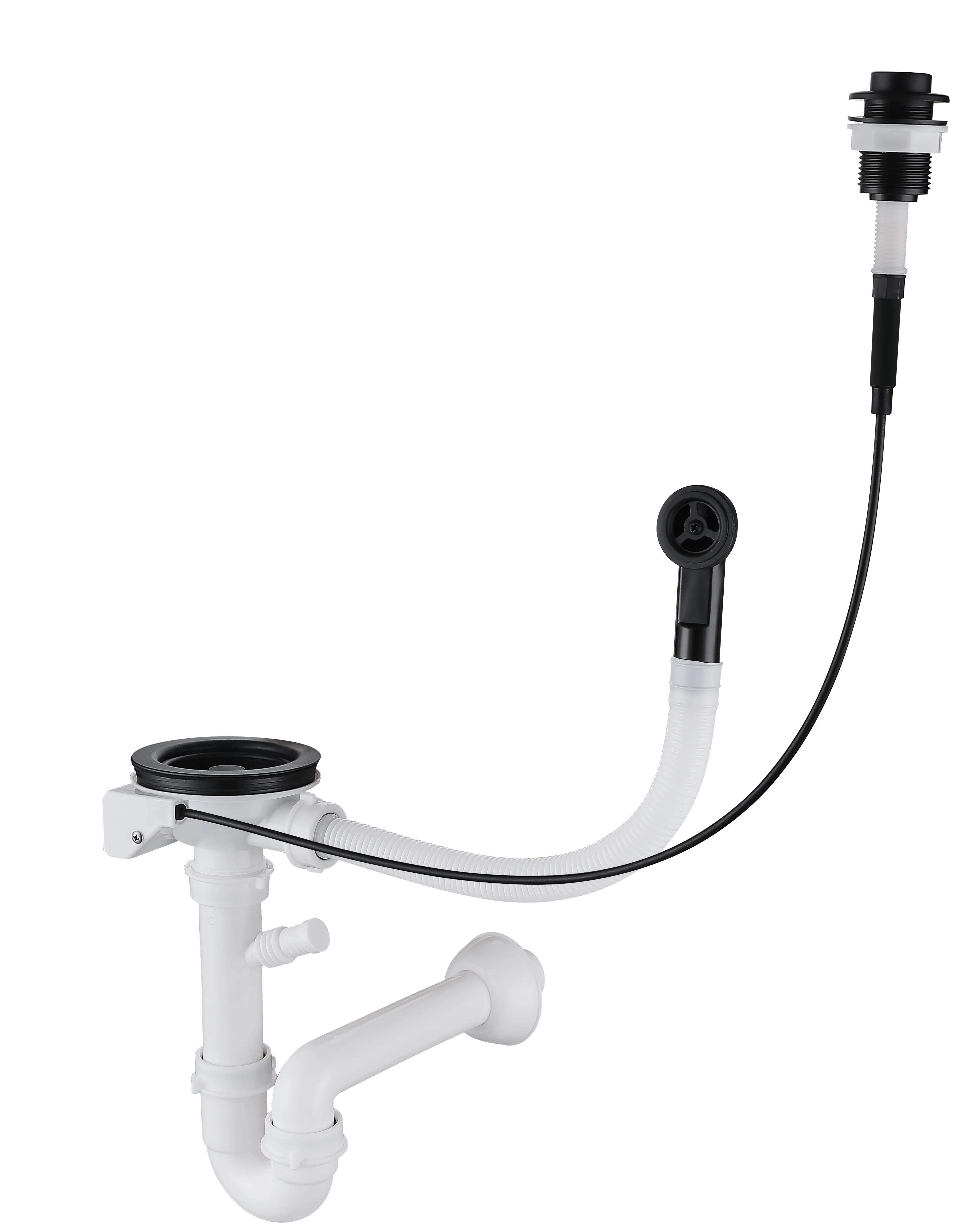 Сифон одинарный  3 1/2" п/авт с круг пер черный