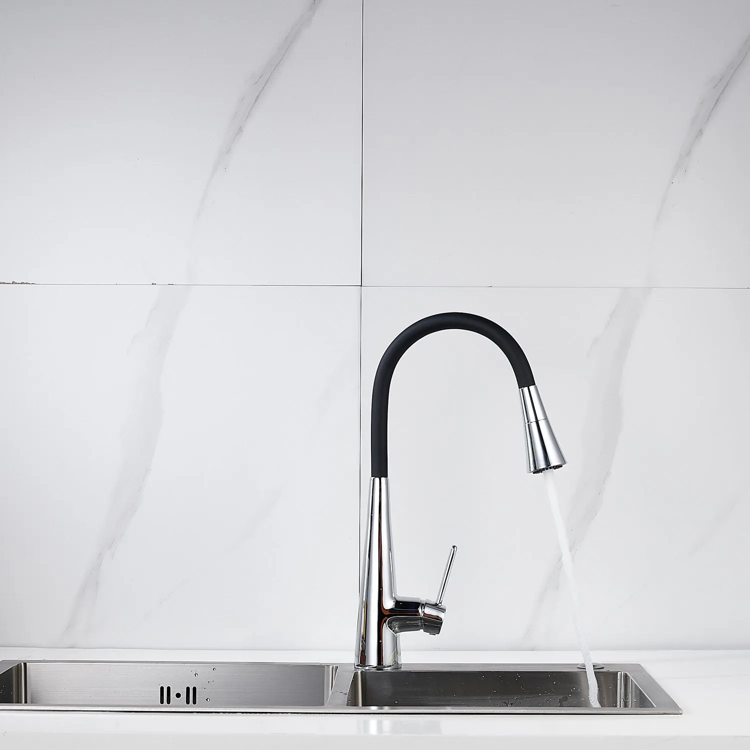 Смеситель для кухни с гибким изливом и режимом "душ" Rose R213, хром