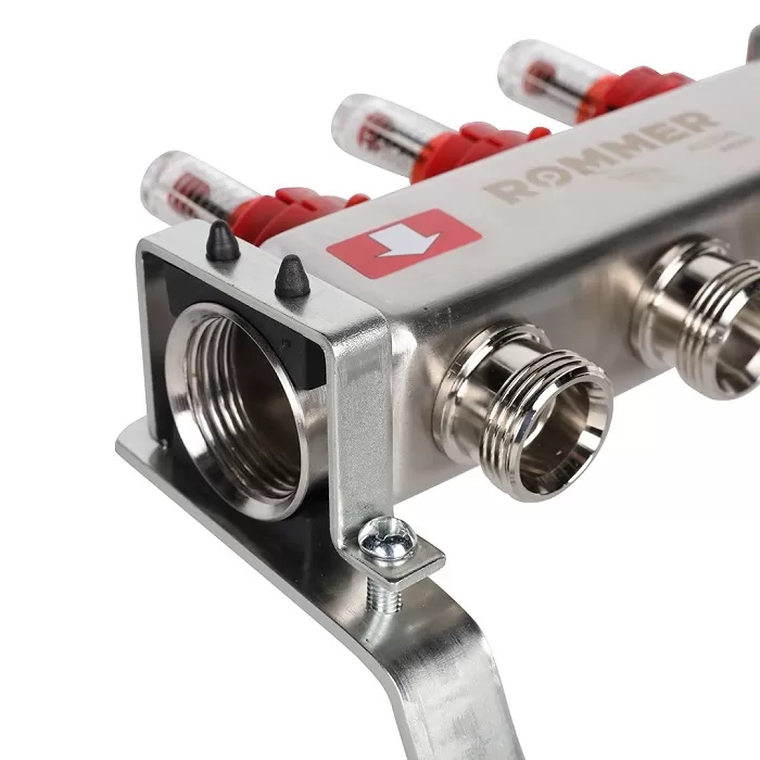 Коллектор Rommer 1"x3/4" на 3 контура с расходомерами (нерж. сталь) (RMS-1200-000003)