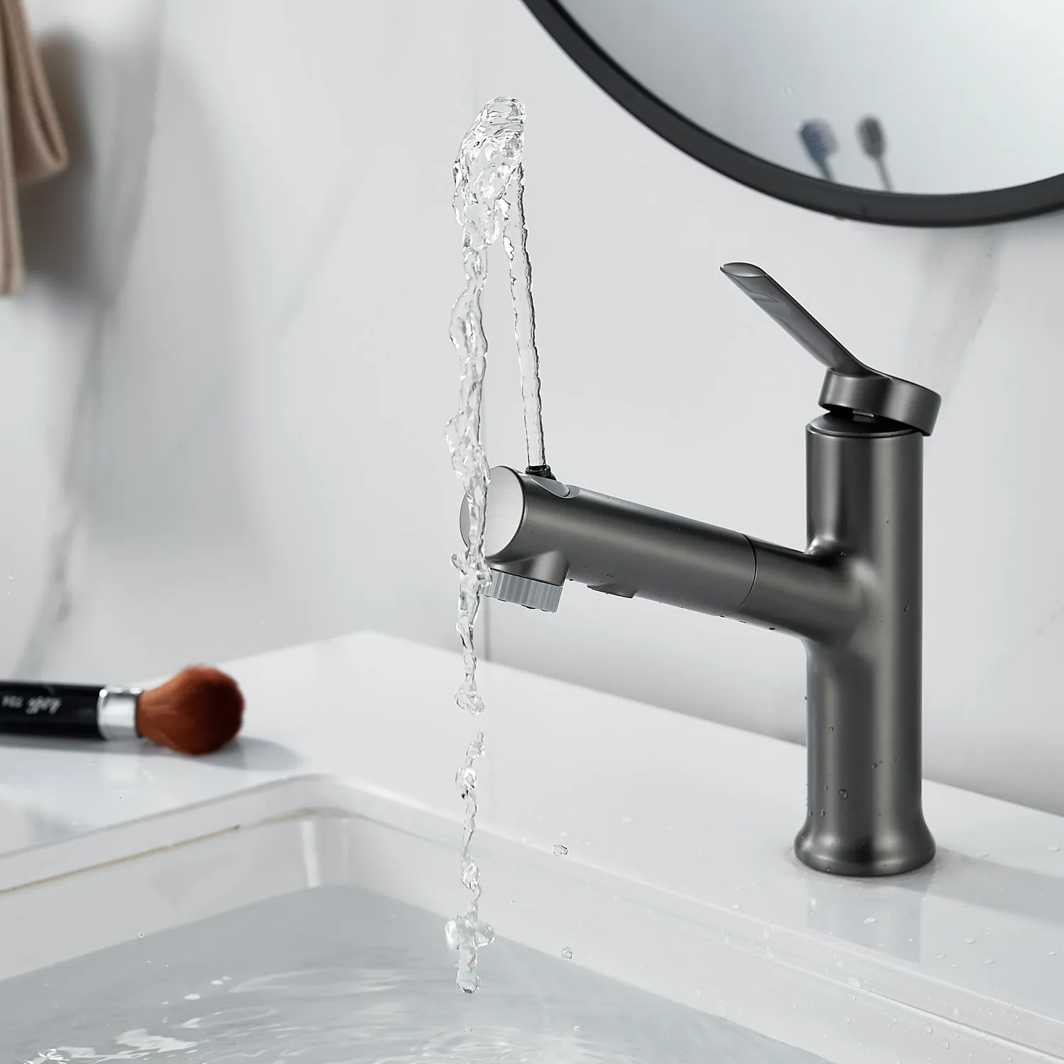 Смеситель для раковины многофункциональный Raffine F281T, оружейная сталь