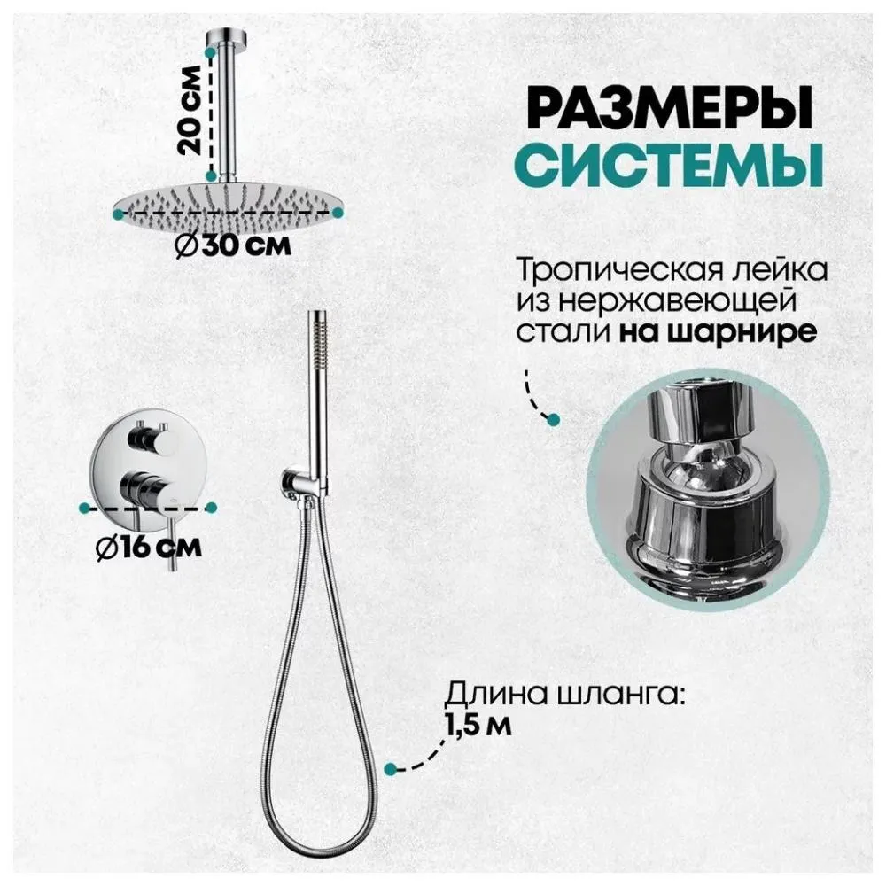 Душевая система встраиваемая (без излива) Grocenberg GB5099CR-4, хром