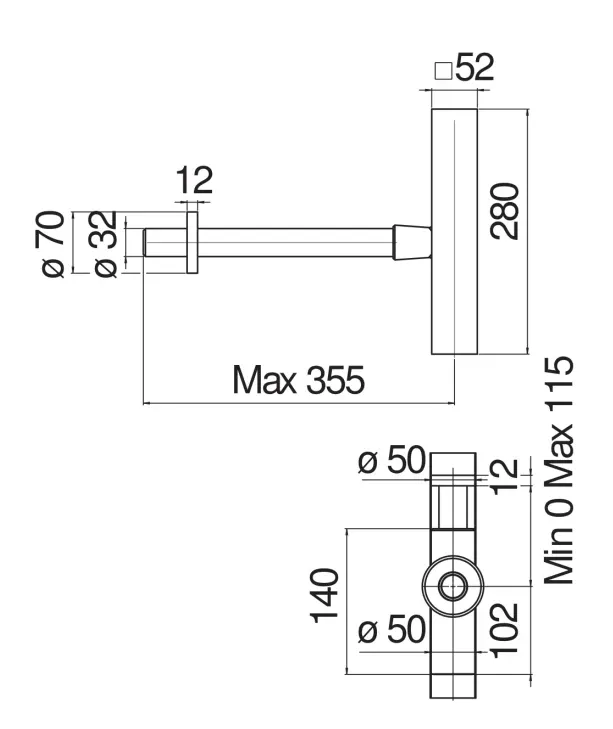 Сифон Nobili Rubinetterie AV00102/3BM Velvet black матовый черный