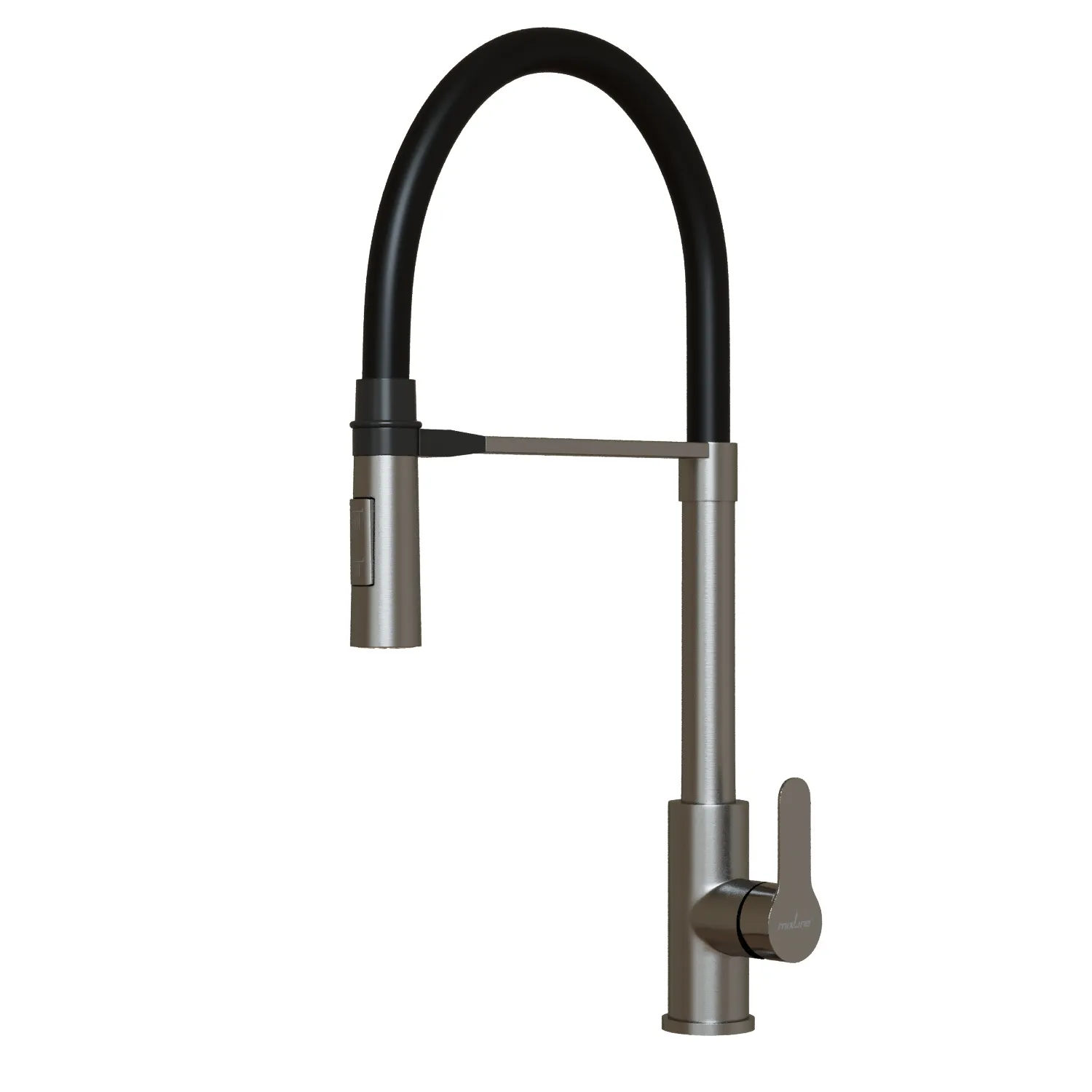 Смеситель для кухни 35k MIXLINE МЛНС-0402 (MLSS-0402) черный гибкий излив магнит, п/гайку САТИН (556020)