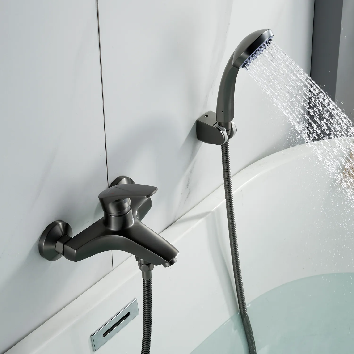 Смеситель для ванны Shevanik S5002T, оружейная сталь