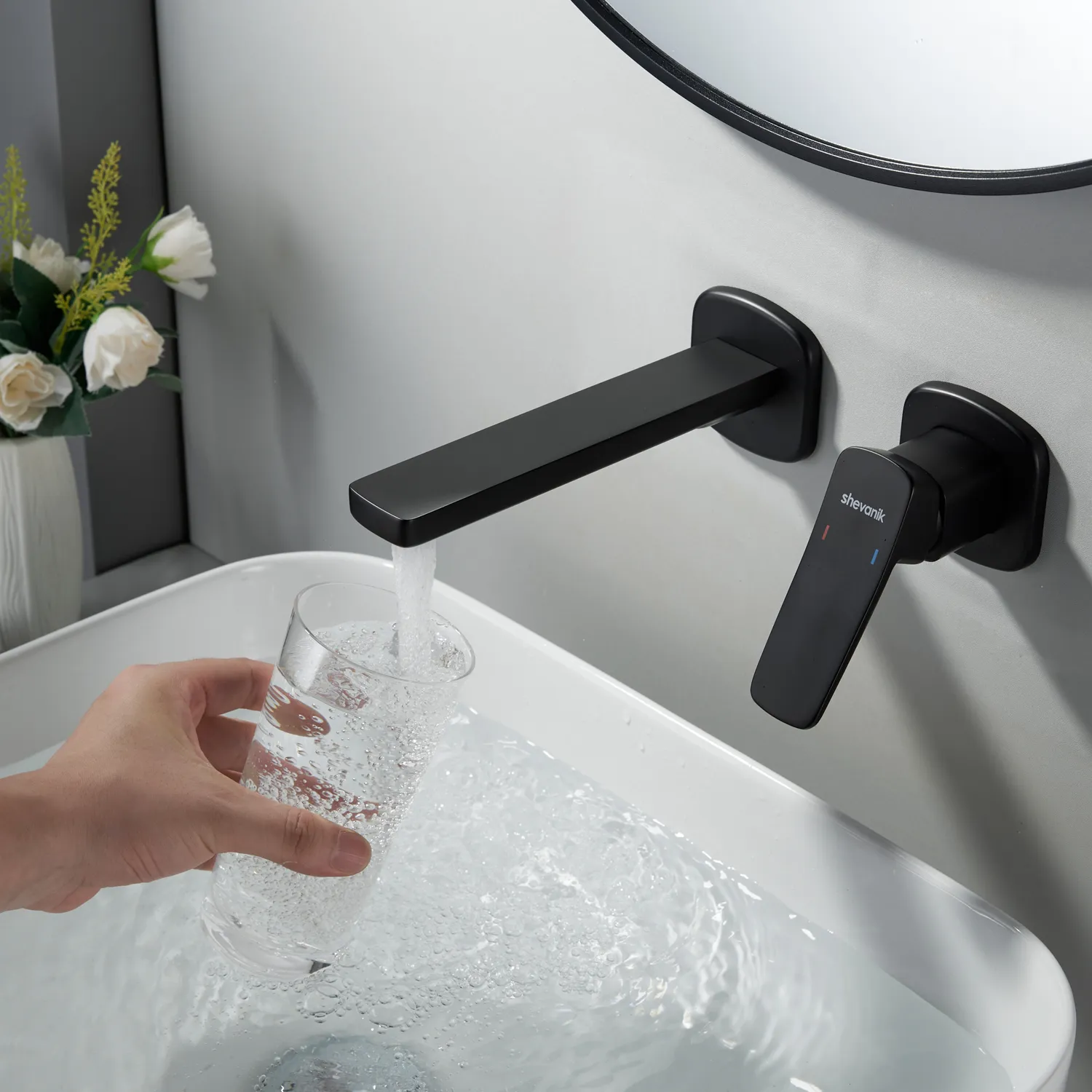 Смеситель для раковины встраиваемый Shevanik S9941H, черный