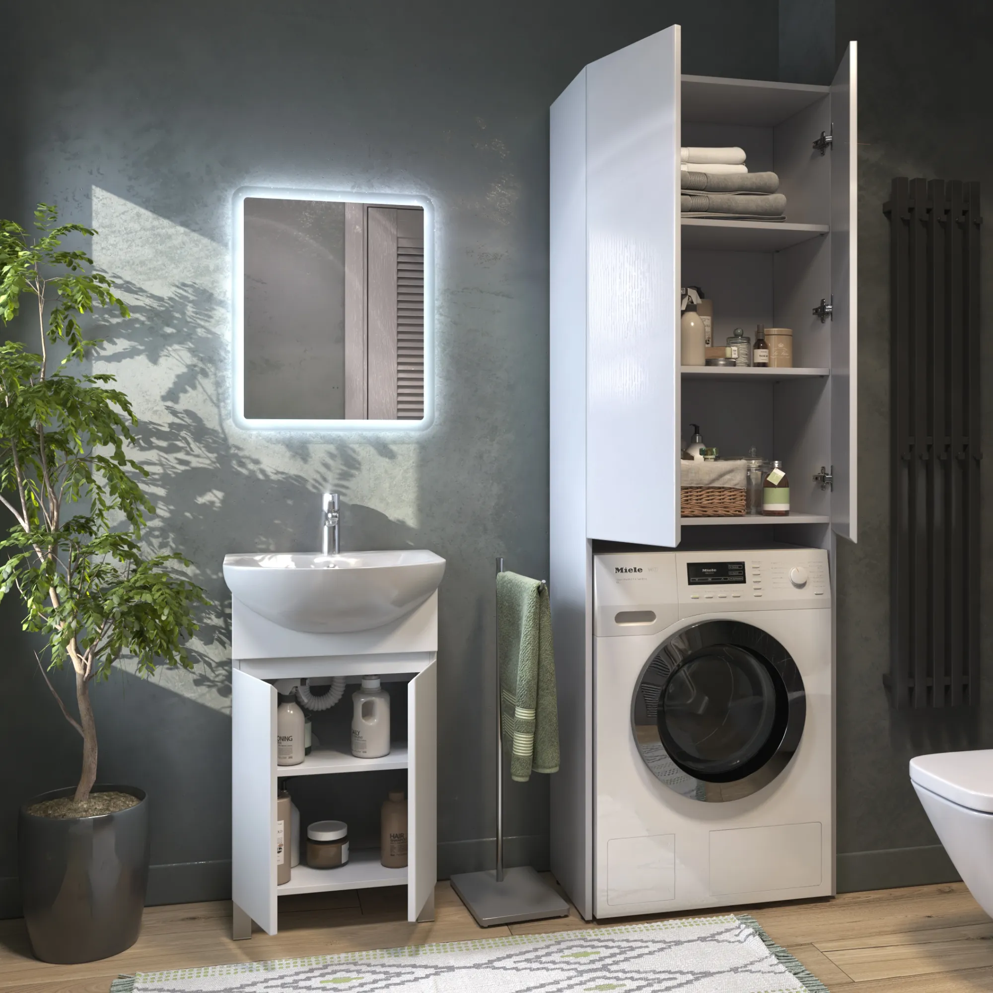 Тумба с раковиной напольная VIGO Wing tn.WIN.BAL.50.2D белый, 50 см