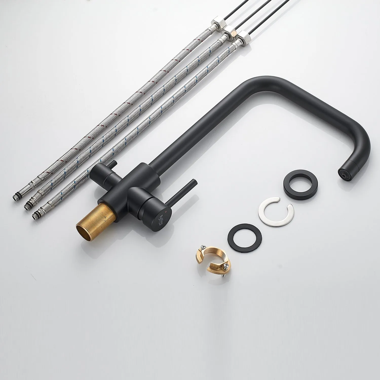 Смеситель для кухни с подключением фильтра воды Raffine F118H, черный