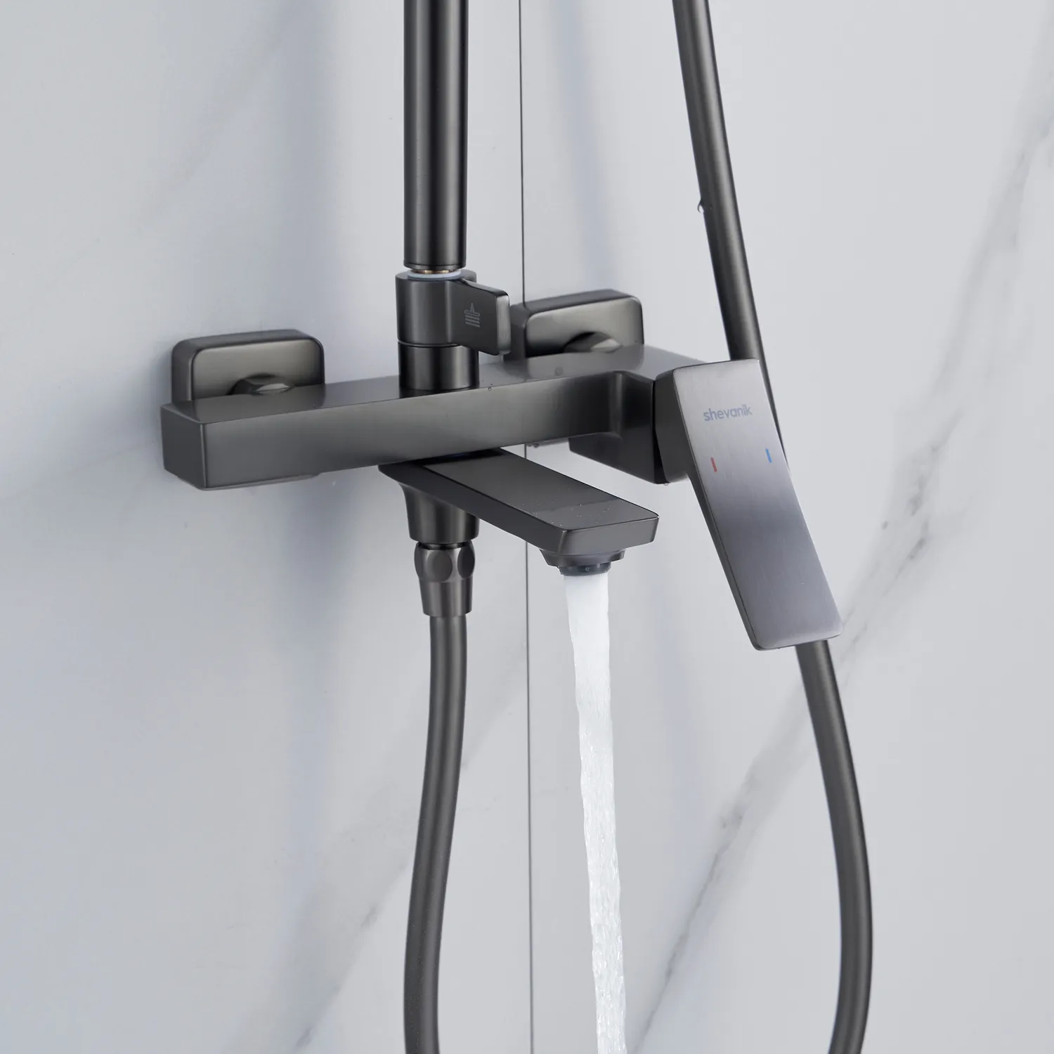 Душевая система Shevanik S4436T, оружейная сталь