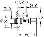 Вентиль GROHE Grohe запорный угловой, хром (арт. 22039000)