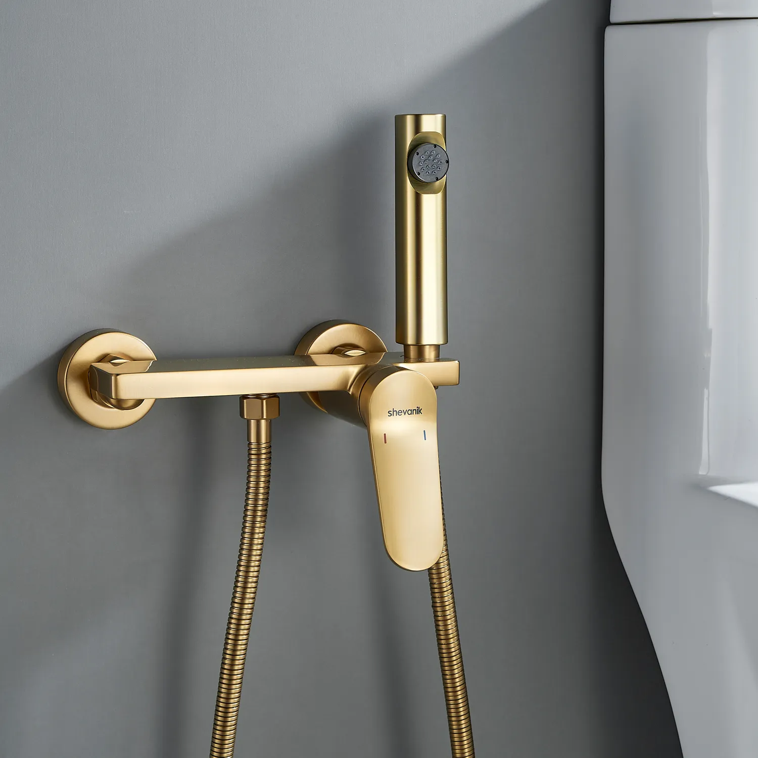 Гигиенический душ со смесителем Shevanik S4305G-1, золотой сатин