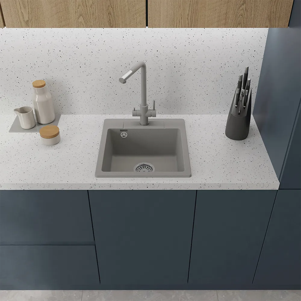 Смеситель для кухни с подключением фильтра GranFest Z-5421, серый