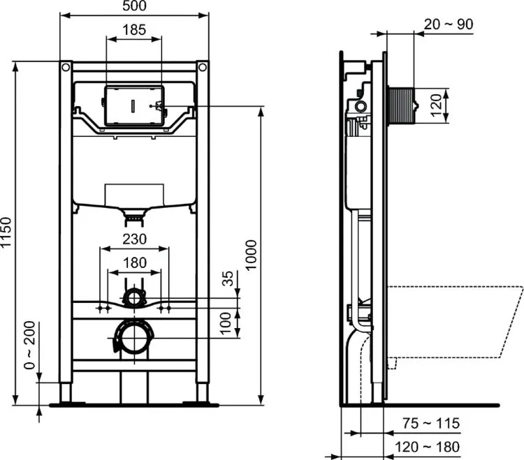 Инсталляция для унитаза Ideal Standard Prosys Frame 120 M R020467