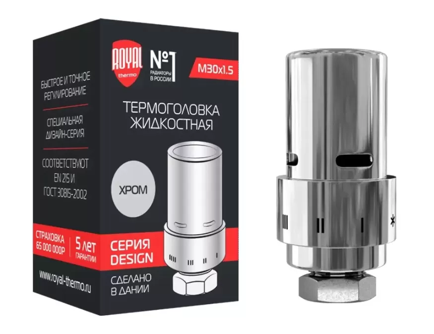 Термоголовка жидкостная Royal Thermo Design М30х1,5 (хром) (RTE07.0006M)