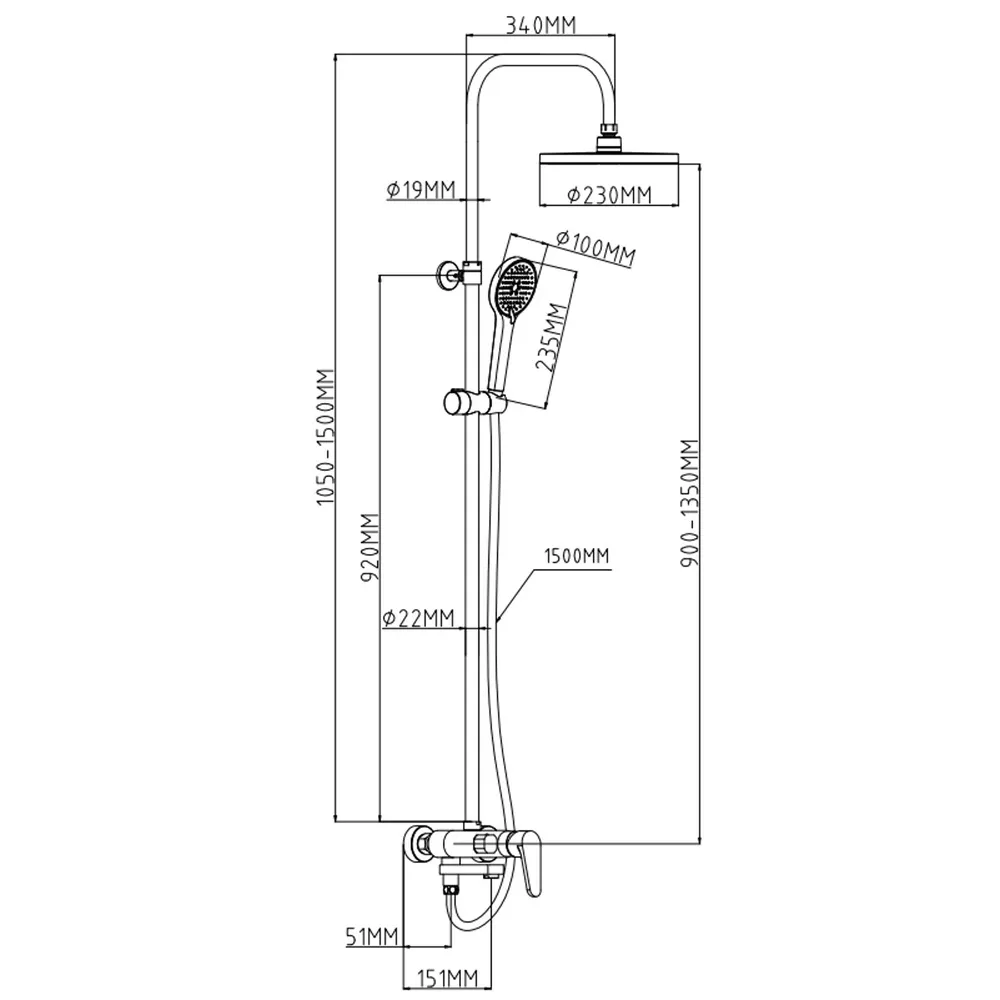 Душевая система ESKO Kazan ST225KZ, хром