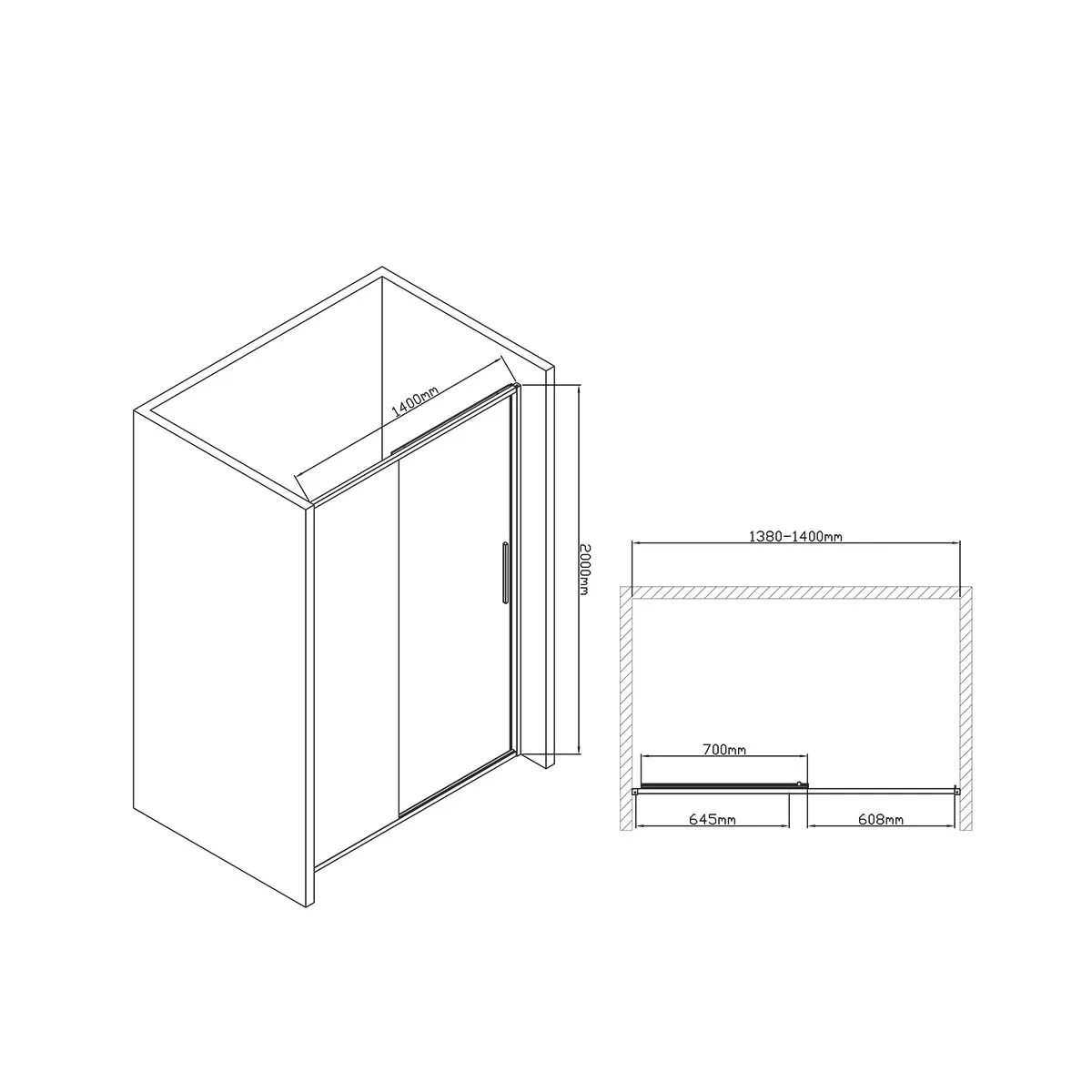 Душевая дверь Vincea Slim-U (VDS-2SU140CL) 1400х2000 мм, хром, стекло прозрачное