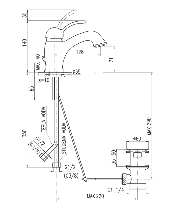 Смеситель для раковины Rav Slezak Labe L027.5SM