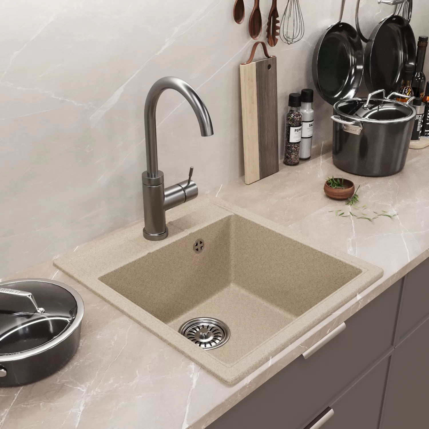 Мойка MIXLINE ML-GM28 бежевая (328)  450*500*190мм NEW (552180)