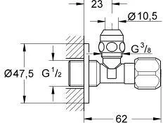 Вентиль GROHE Grohe запорный угловой, 10 шт (арт. 2201700M)