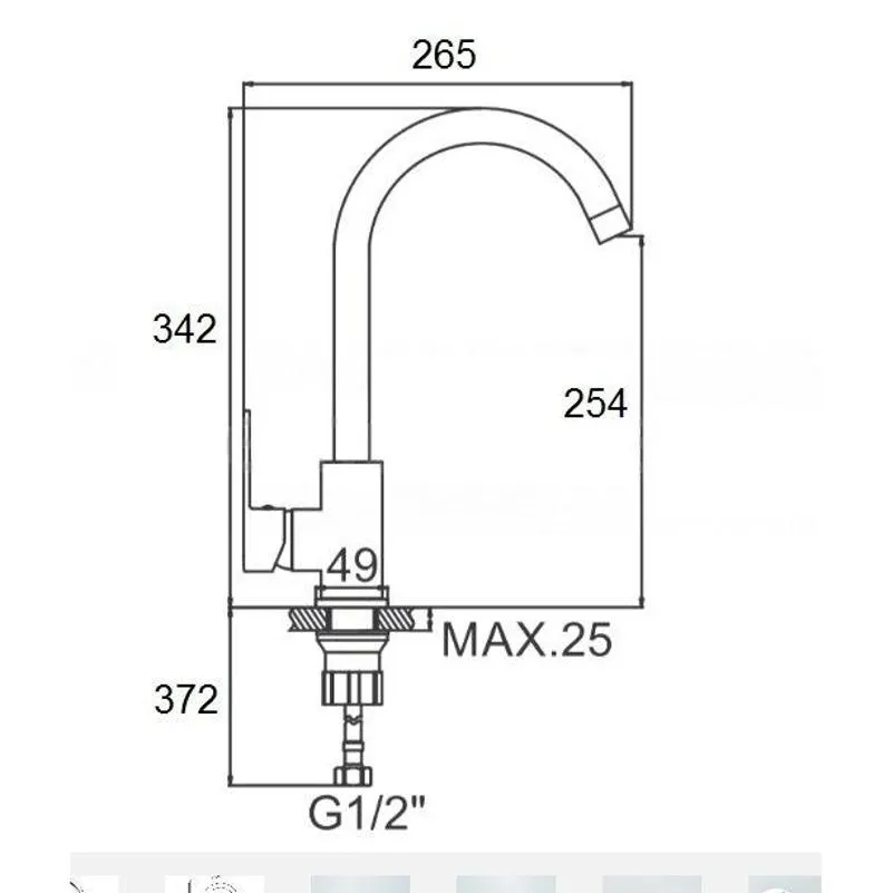 Смеситель для кухни D-Lin D155452-6, хром