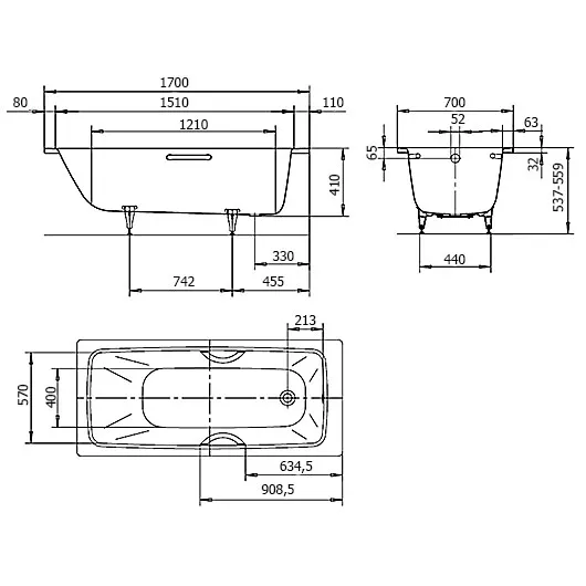 Ванна стальная Kaldewei Cayono 749 170х70 (274900010001)