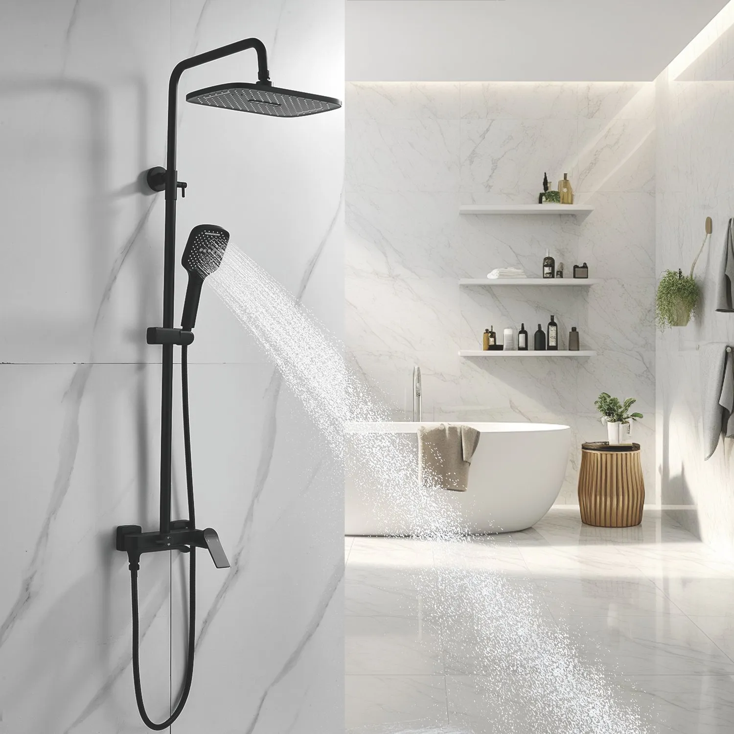 Душевая система Shevanik S4136H, черный