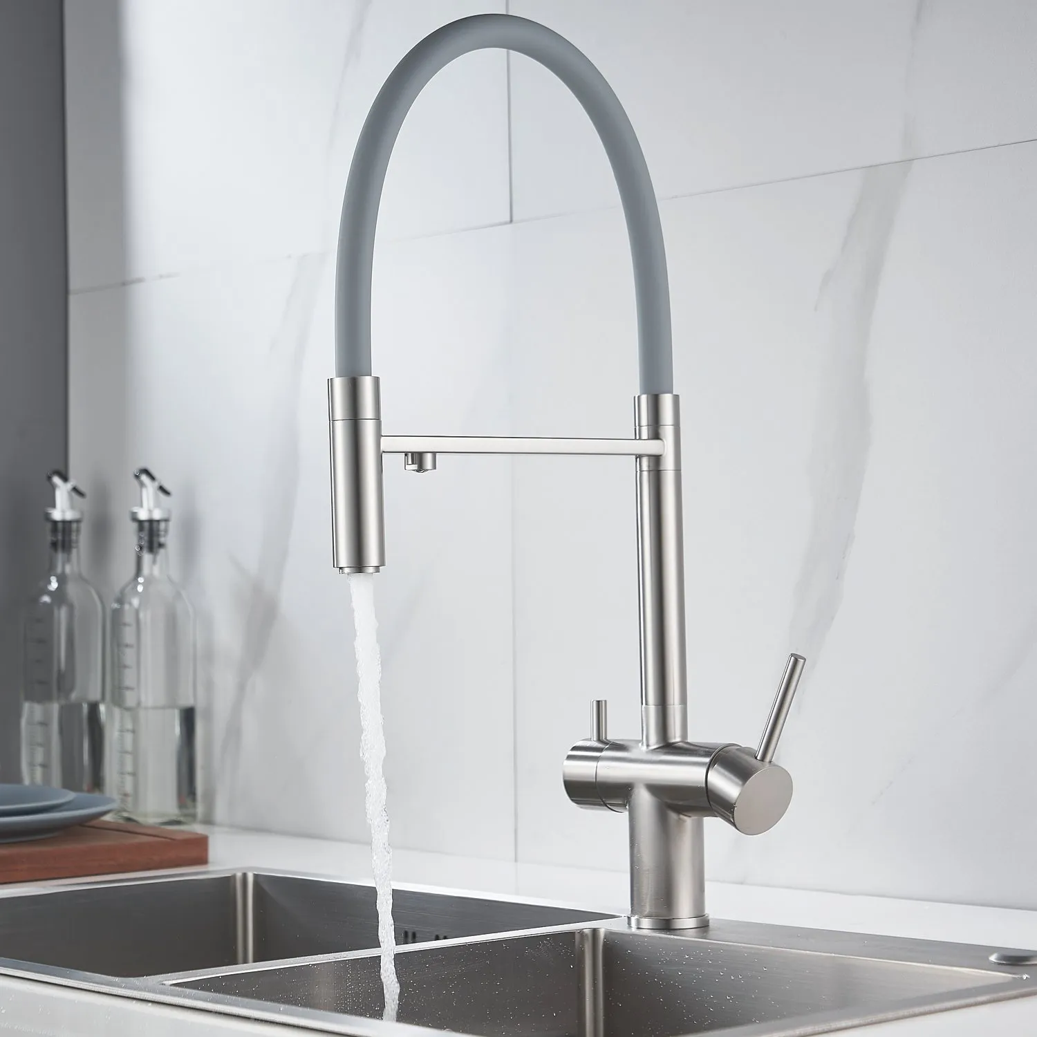 Смеситель для кухни с подключением фильтра Shevanik S178L, сатин